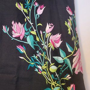 Black embroidered floral skirt